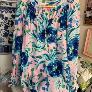 Lilly Pulitzer Pink and Blue Floral Blouse